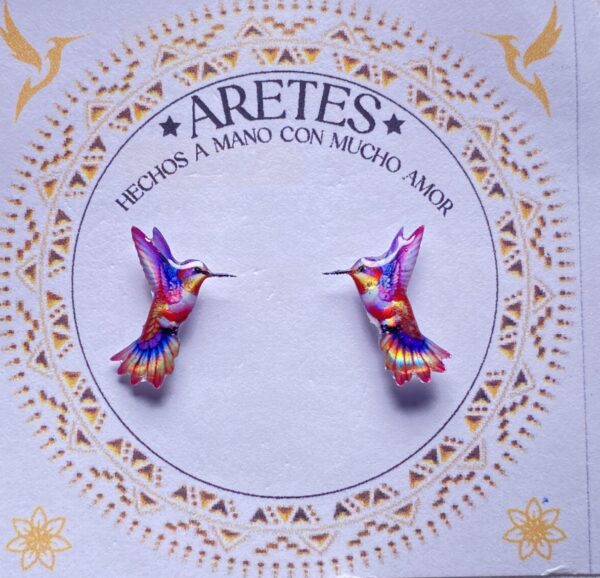 Aretes artesanales de Colibri Pechi Rosado– Accesorios exclusivos inspirados en la fauna Colombiana.