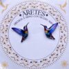 Aretes artesanales de Colibri Ali Morado Tropical– Accesorios exclusivos inspirados en la fauna Colombiana.