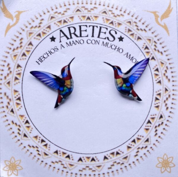 Aretes artesanales de Colibri Ali Morado Tropical– Accesorios exclusivos inspirados en la fauna Colombiana.